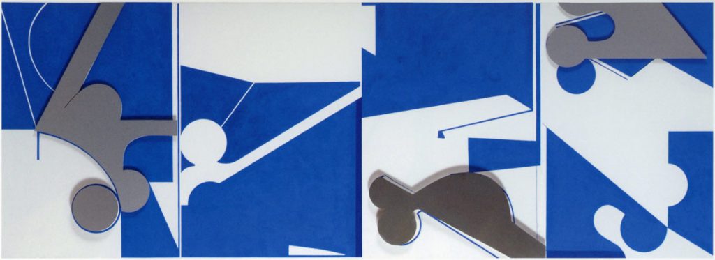 川島猛アート　アルミ作　BLUE and WHITE Fully enjoy the landscape of the Seto Inland Sea and art at